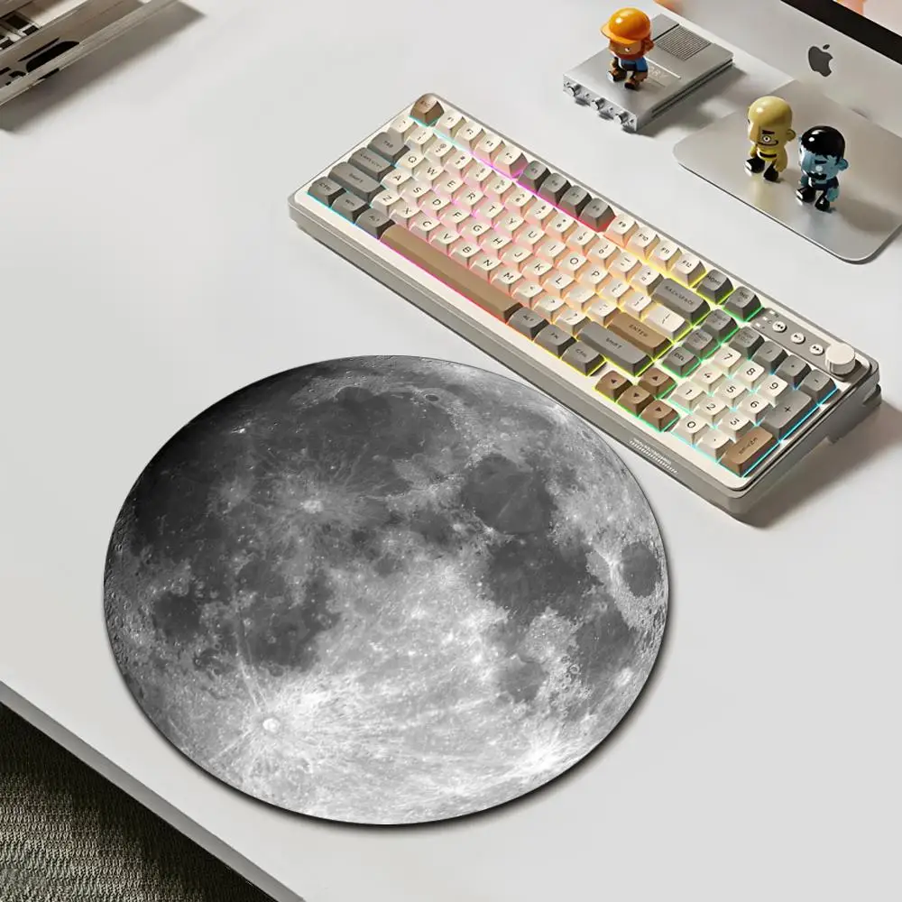 

HYBXAXC Moon Space Round Mouse Pad Non Slip Rubber Desk Mat Waterproof Gaming Keyboard Pad for Office Home