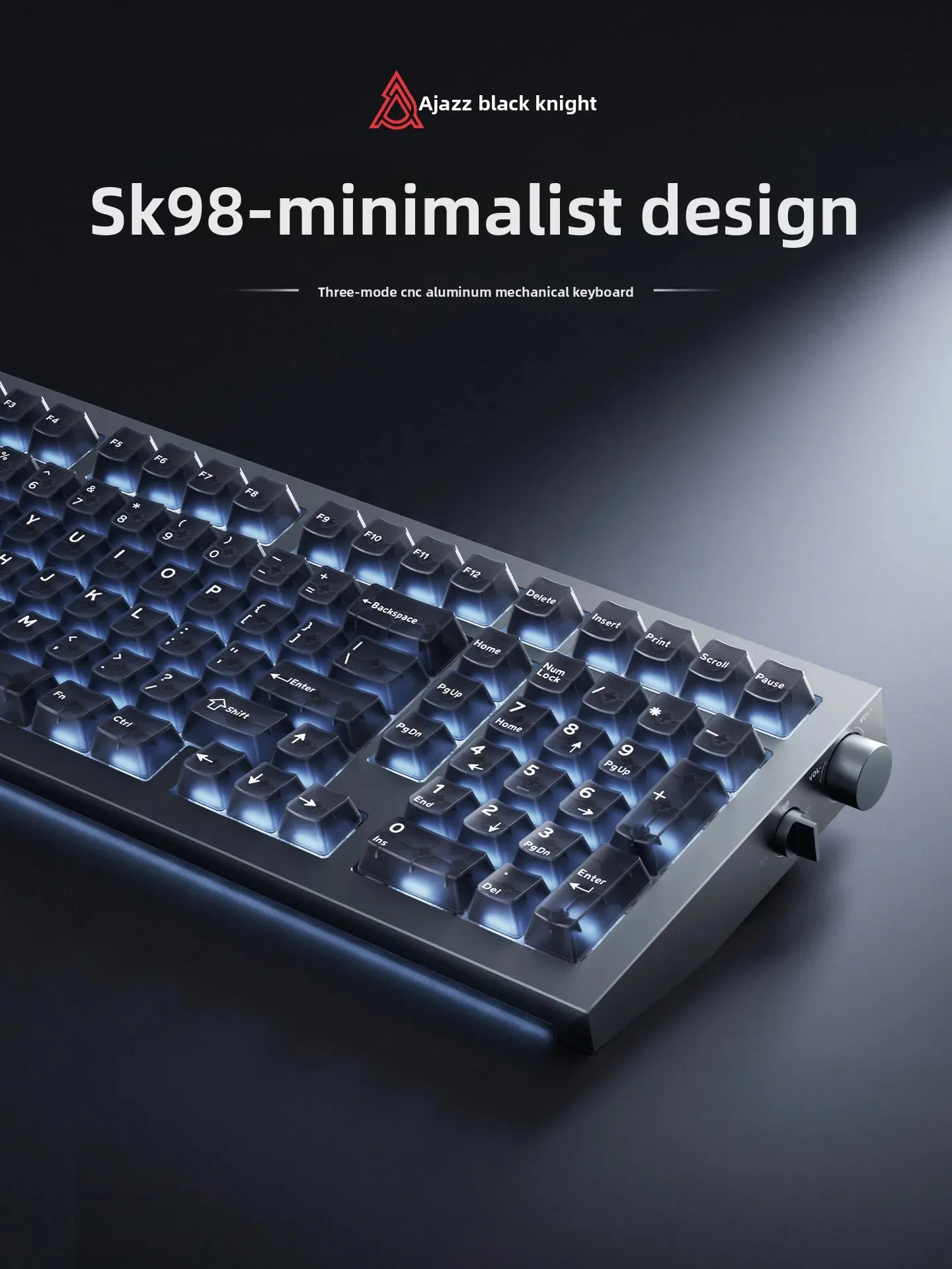 AJAZZ SK98 Mechanical Keyboard Aluminum Alloy CNC Wireless Tri-Mode Keyboard Customize Hot Swap Game E-sports Keyboard Gamer
