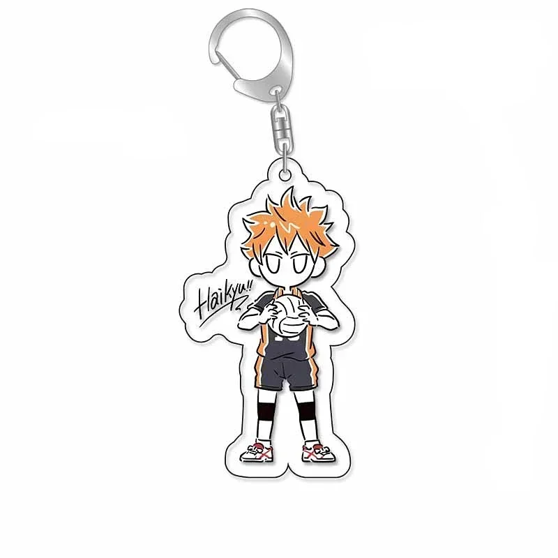 Anime Haikyu!! Hinata Shoyo Kageyama Tobio Keychain Cute Cartoon Model Acrylic Keyring Bag Baji Accessory
