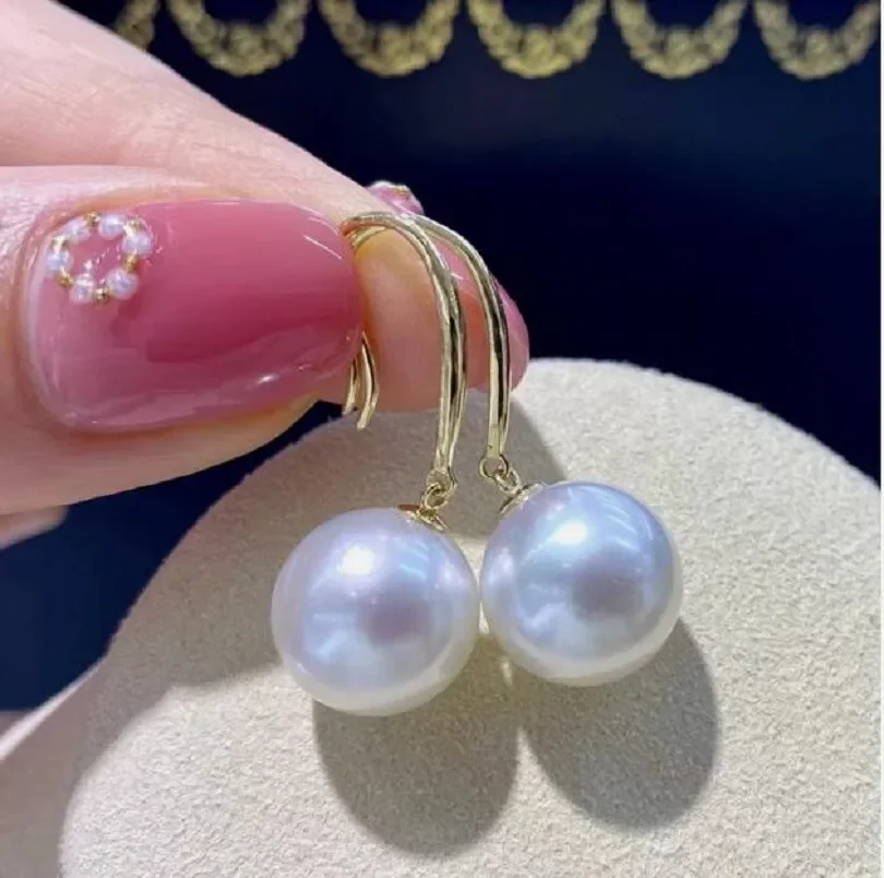 

PERFECT Round AAAAA 12-13MM south sea white natural pearl earring 14K GOLD