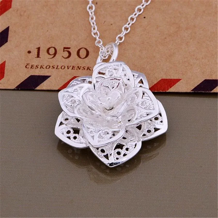 925 Sterling Silver charm Flowers Pendant Necklace For Women Luxury Fashion Party Wedding Accessories Jewelry Christmas Gifts