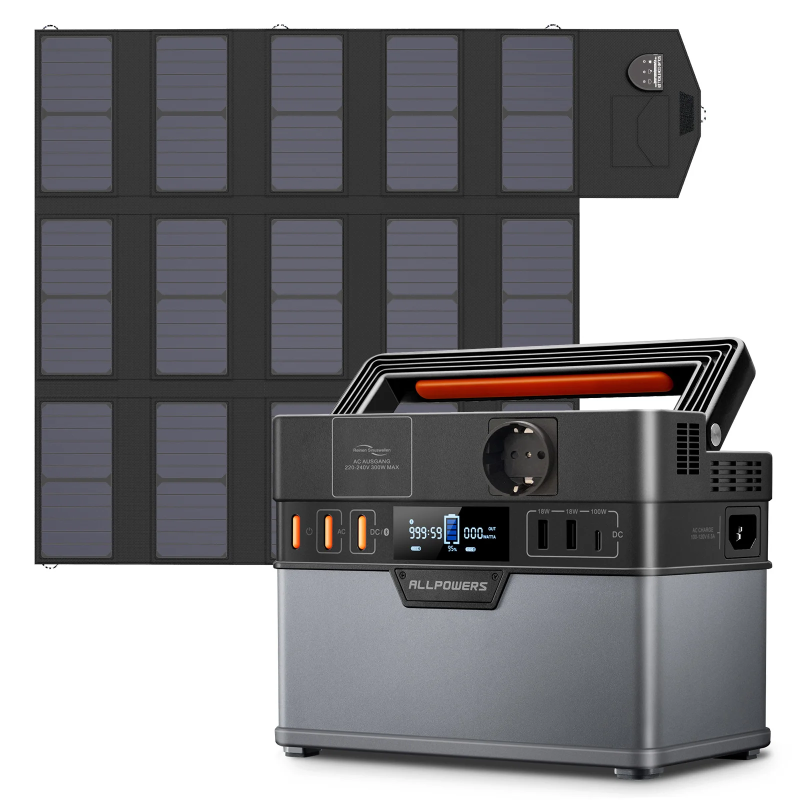 Allpowers S300 Draagbare Krachtcentrale 288wh Zonnegenerator Met 100W Opvouwbaar Zonnepaneel Voor Buitenreizen Camping Rv Tuin