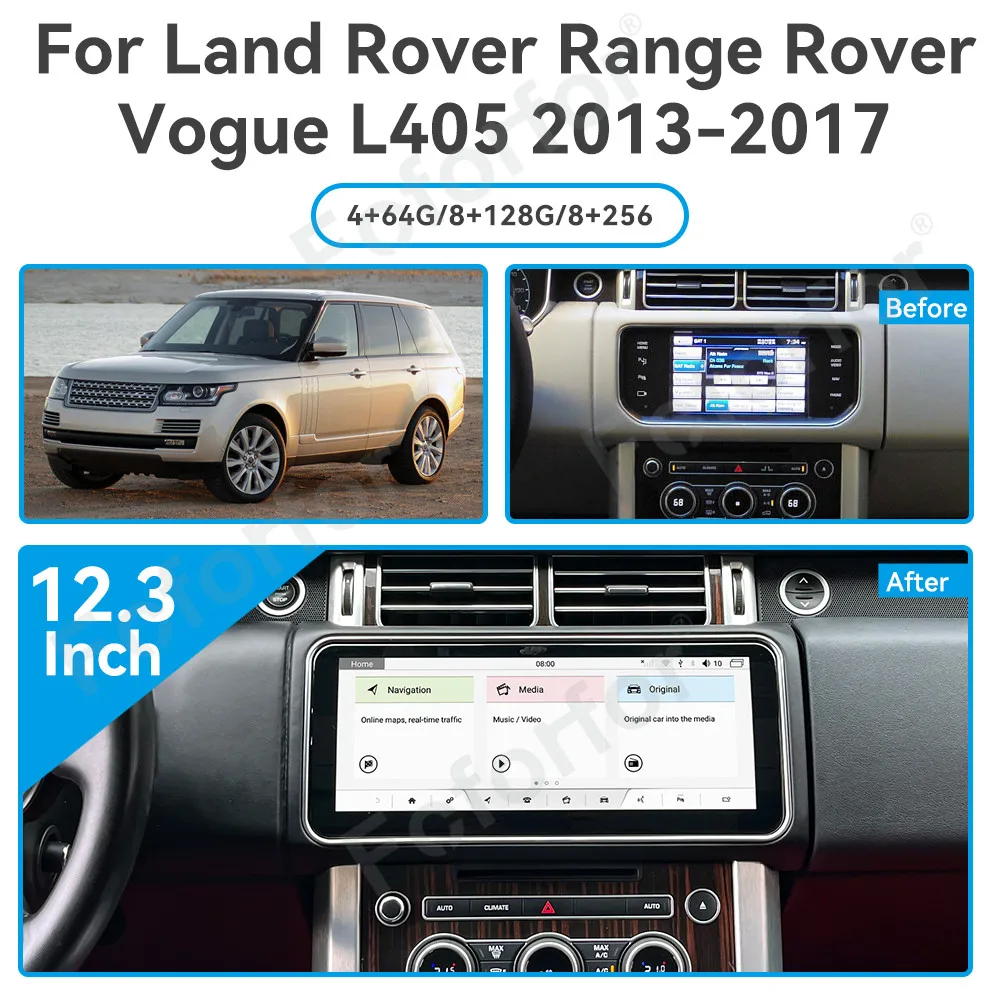 12.3'' Carplay for Land Rover Range Rover Vogue L405 2013-2017 Android 13 GPS Navigation Multimedia Player Car Radio Head Unit