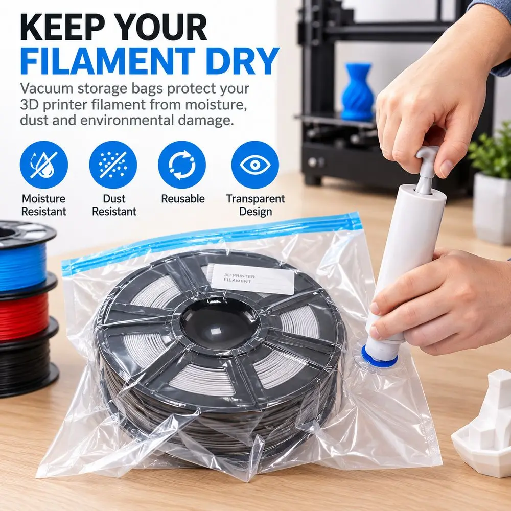 Reusable 3D Printer Vacuum Bags Dust Resistant Moisture Resistant 3D Filament Storage Hand Pump Compatible Double Seal