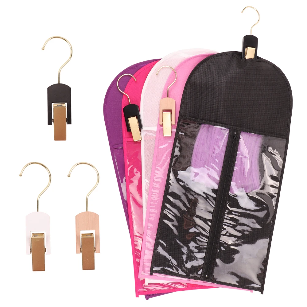 

Nunify Сумки для хранения париков с вешалкой для фиксации парика Розовая упаковка Сумки для волос для нескольких париков 1 комплект деловых пакетов для длинных волос