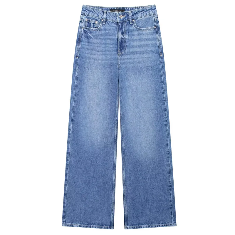 TRAF Women 2024 Jeans Spodnie damskie Spodnie z wysokim stanem Kobieta Jesień Nowe produkty Szerokie nogawki Spodnie jeansowe z wysokim stanem