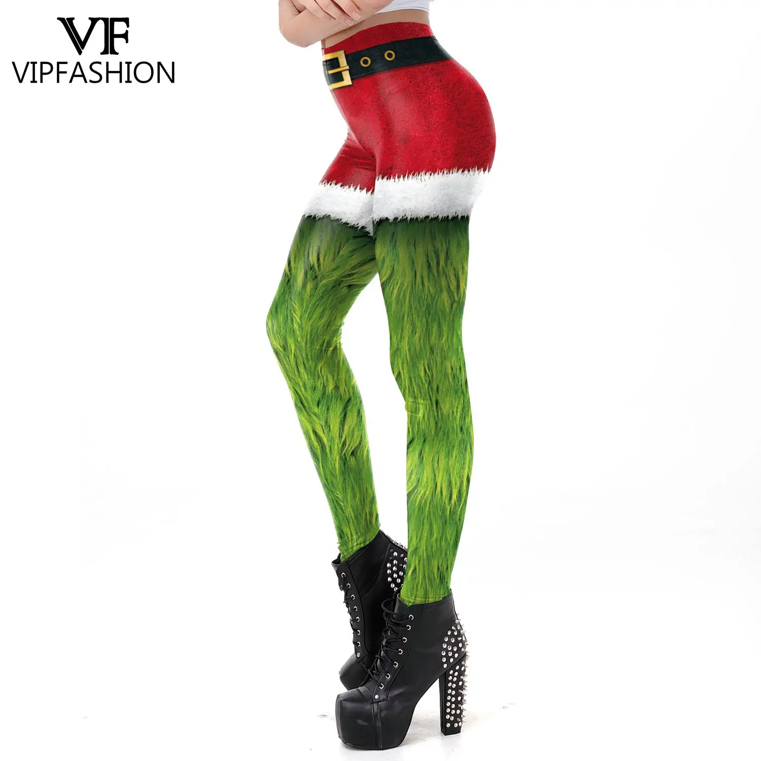 Moda vip feliz natal vestido para mulheres cabelo verde monstro impressão leggings fantasia cosplay traje vestido de festa manga longa topo