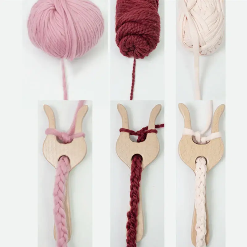 

Wooden Crochet Fork Kit Multi Functional Knitting Tool 1set Wooden Weaving Fork For Crocheting Knitting Braiding Beginners