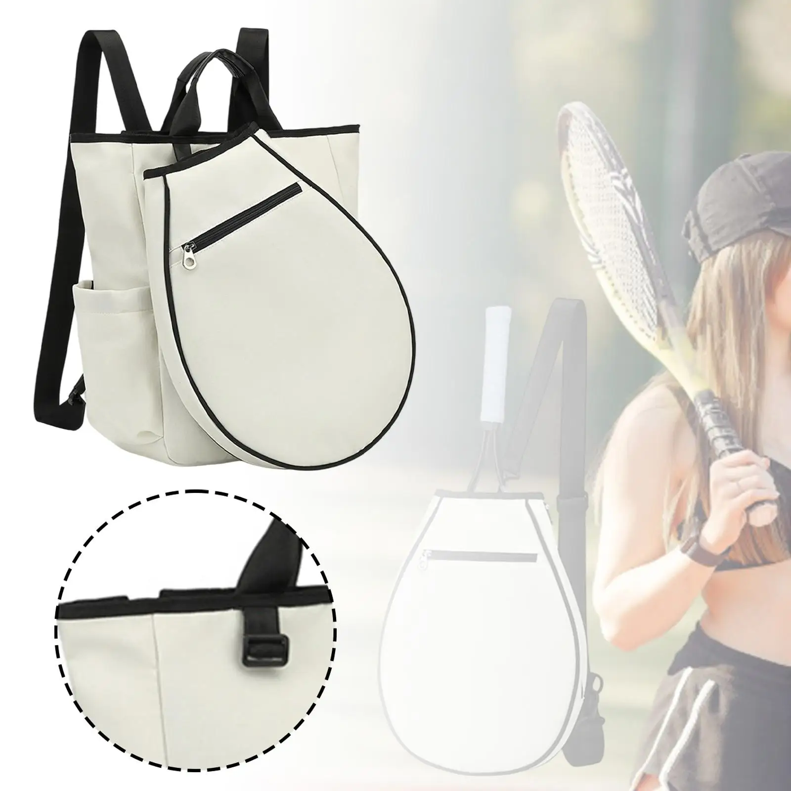 Tennis Backpack Racket Racquet Holder with Pockets Pickleball Bag for Carrying Water Bottle Women Men Weekend Overnight Training view 5
