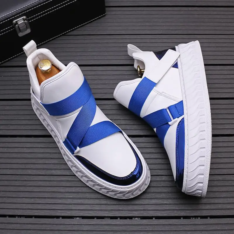 New white sports thick sole men's casual personality loafers Korean version of the trend youth versatile sneakers A6