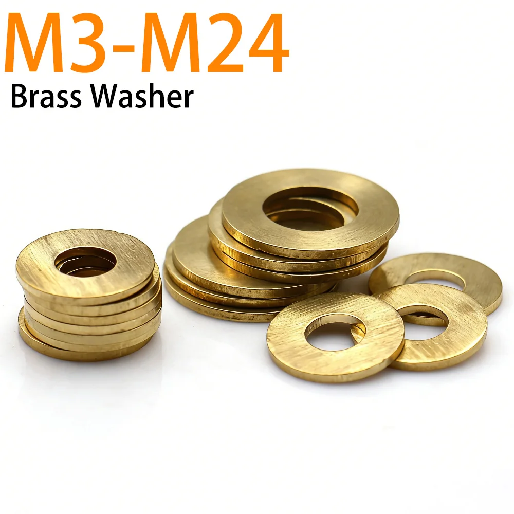 Brass Flat Washer Shim Spacer Gasket Solid Brass Copper Metal Washers M3-M24