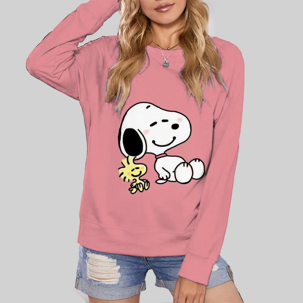 Snoopy cartoon hoodie women's round neck top women's hoodie couple style top loose casual hoodie couple style fashionable hoodie