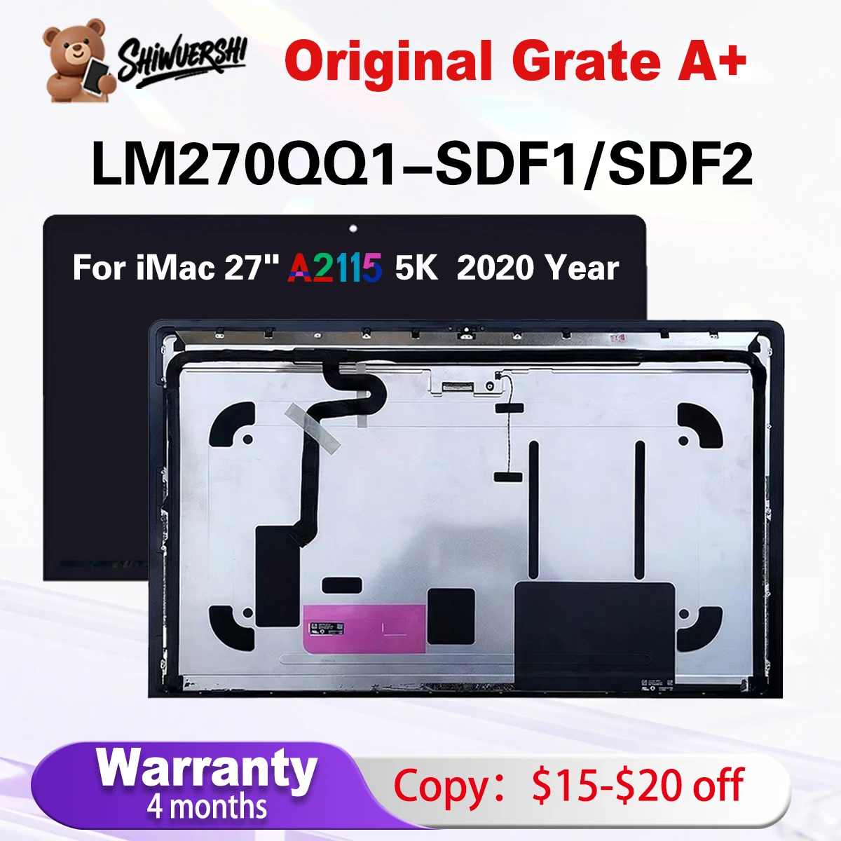 Original 27 Inch LCD Screen LM270QQ1 SDA1 SDA2 SDB1 SDB2 SDC1 SDC2