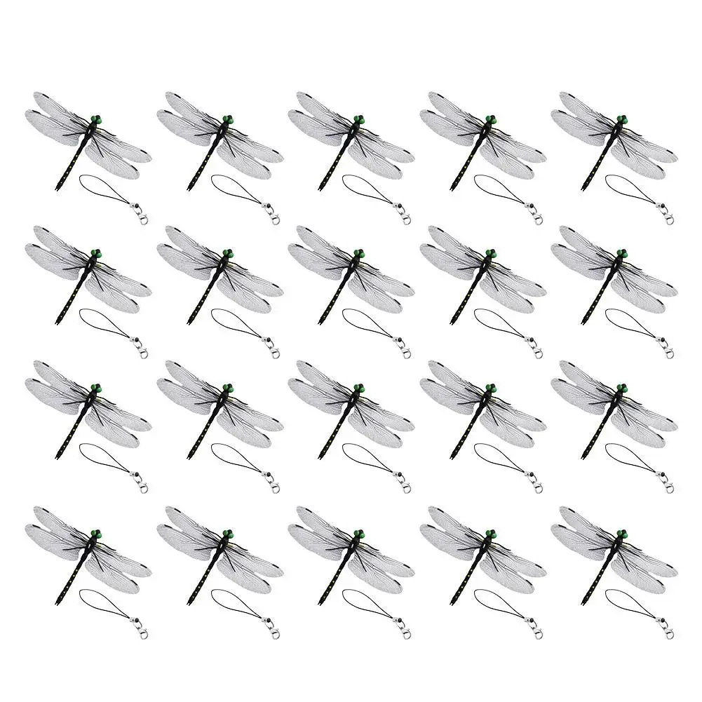 4/8pcs Black Artificial Dragonfly Ornaments with Lanyard, Realistic Fake Dragonfly Charms for Home Wall Decor, DIY Crafts
