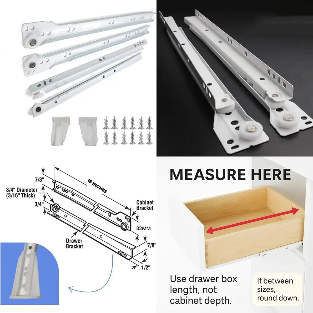 

Лицевая рама и безрамные направляющие для шкафа, 16 дюймов, 30 шт., грузоподъемность 75 фунтов, холоднокатаная сталь, порошковое покрытие, прочный и надежный