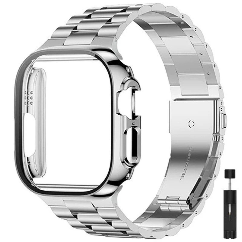 

Stainless Steel Strap+Case for Apple Watch band Ultra Series 9 8 7 6 SE 5 4 Bracelet Cover iWatch 49mm 45mm 41mm 40mm 42mm 44mm