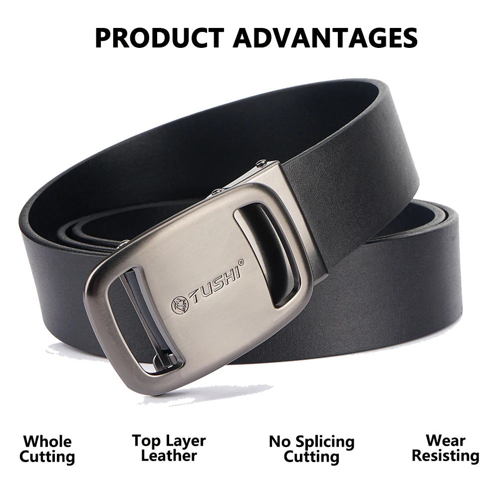 TUSHI New Golf Sports Belt For Men Belts Quality Genuine Luxury Leather Belt Male Metal Automatic Buckle Jeans Ratchet Belts