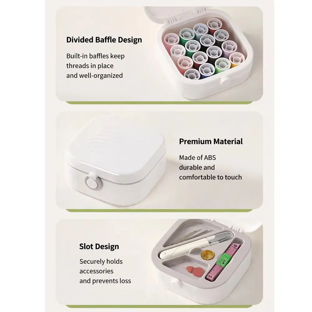 Practical Portable Sewing Box Kit Magnetic 2-Layer Needle And Thread Box Measuring Tape Slotted Sewing Tools Travel