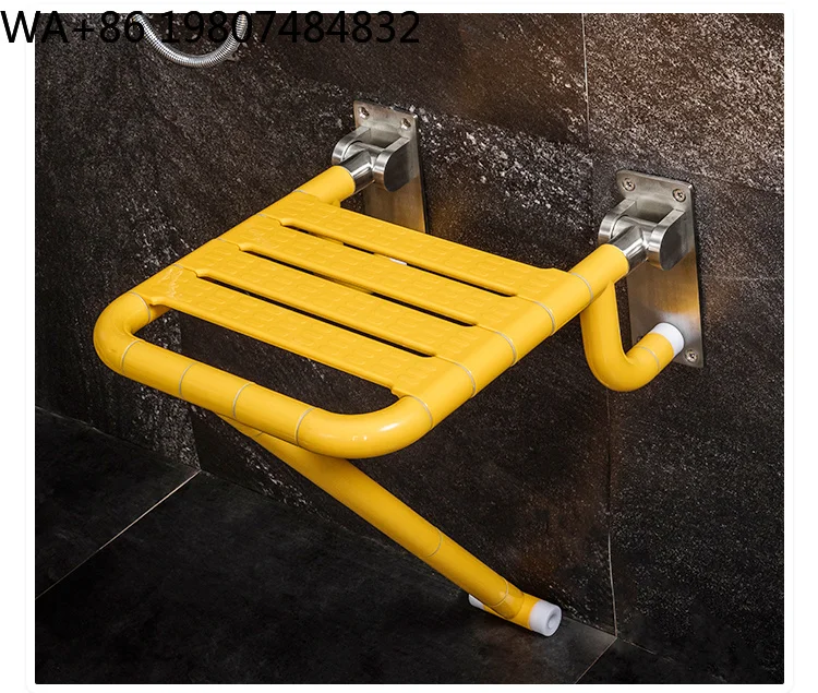 Square Wall Mount Foldable Shower Bench ABS Stainless Steel Anti Slip Max 150kg Load Flip Up Space Saving Bath Seat For Elderly