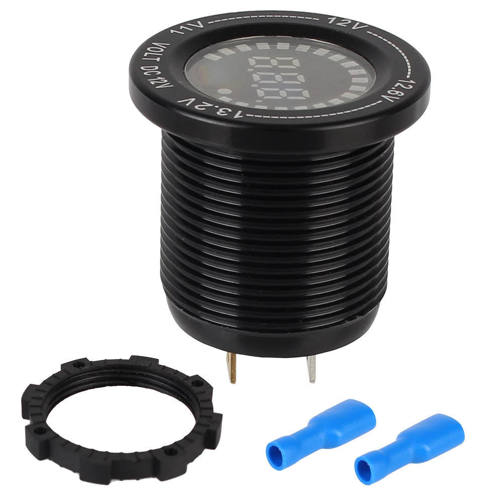 Digital Display Voltmeter DC 12V Auto Parts For Motorcycle Car Boat Aluminum Alloy Colorful Screen LED