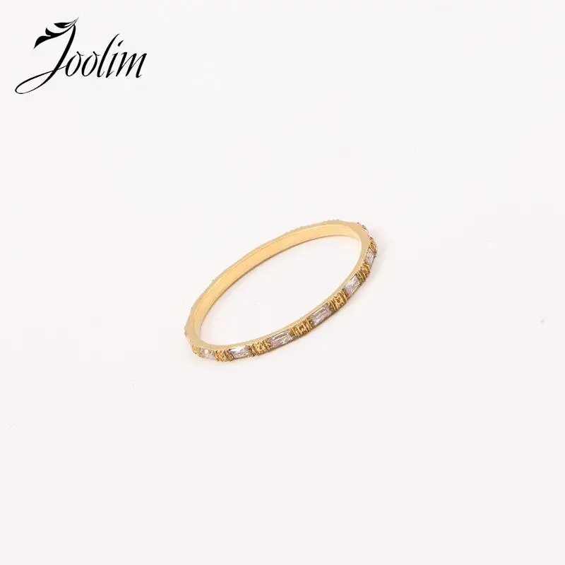 

Joolim High End PVD Tarnish Free Stylish Fine Luxury Micro Zirconia Pave Ring for Women Stainless Steel Jewelry Wholesale