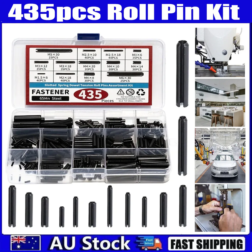 

435 шт. комплект рулонных штифтов с прорезями, разъемные дюбели и расширительный пружинный штифт