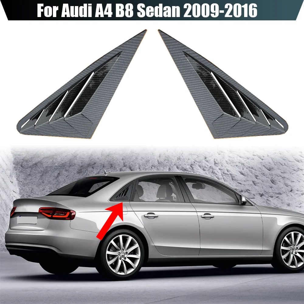 2PCS Car Rear Window Shutter Cover Trim For Audi A4 S4 B8 Sedan 2009-2016 Window Louver Side Vent Trim ABS Panel Side Vent Cover