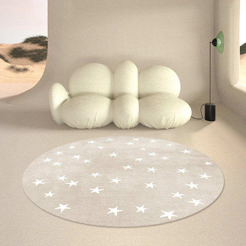 Nordic Cute Carpets for Living Room Cartoon Style Bedroom Decor Round Rug Soft Short Plush Children Mats Crawling Game Area Rugs