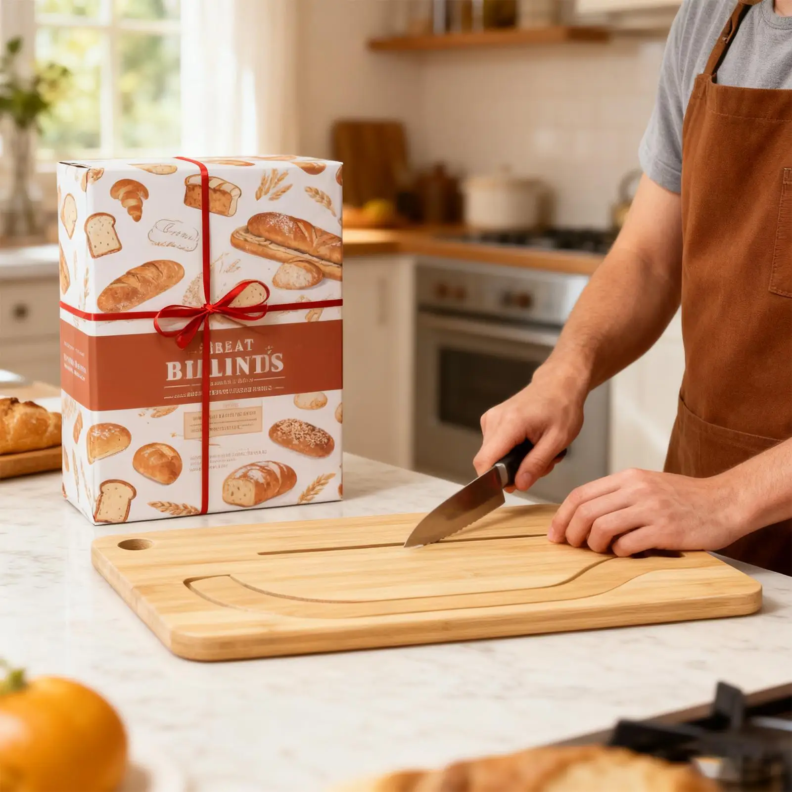 Manual Bread Slicer Bow-Shaped Stainless Steel Cutter Wood Bread Serving Tray Set For Left And Right Hands Bagels French