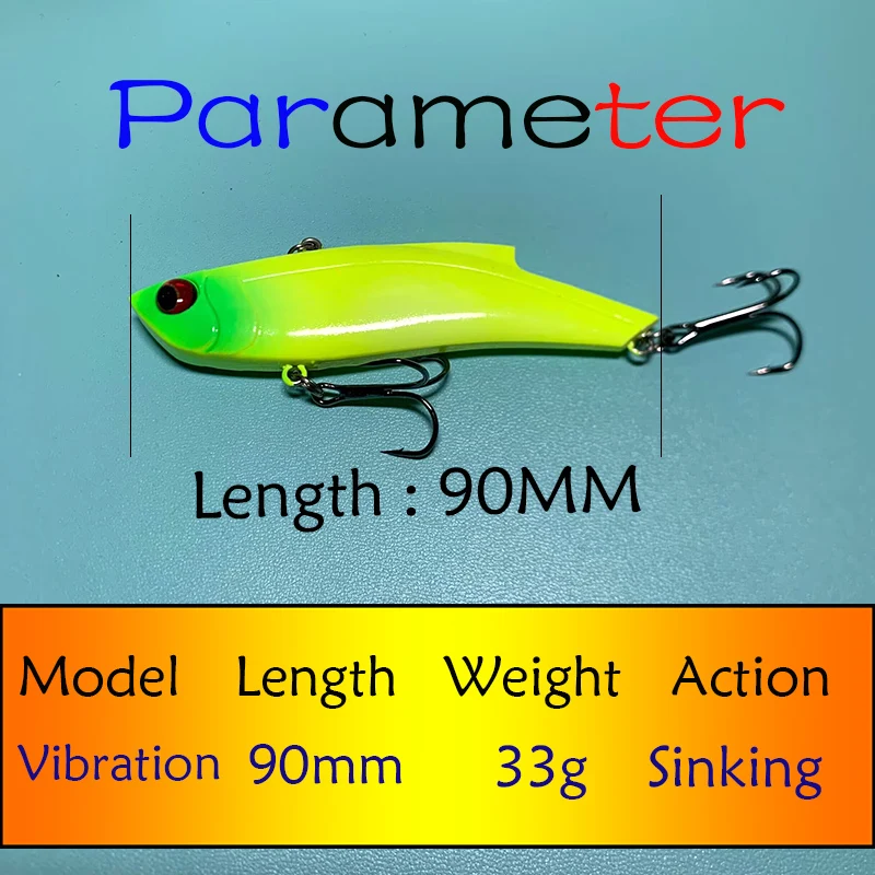 Testar Sinking Vibration Bait 90mm 33g Long Casting Winter Fishing Lure Vib Artificial Rattlin Hard Bait for Pike Bass Pesca
