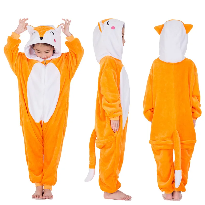 Kigurumi Unicorn Pajamas Kids Girl Sleepwear Onesie Animal Cartoon Jumpsuit Fox Dinosaur Panda Costume Winter Child Boys Pyjamas