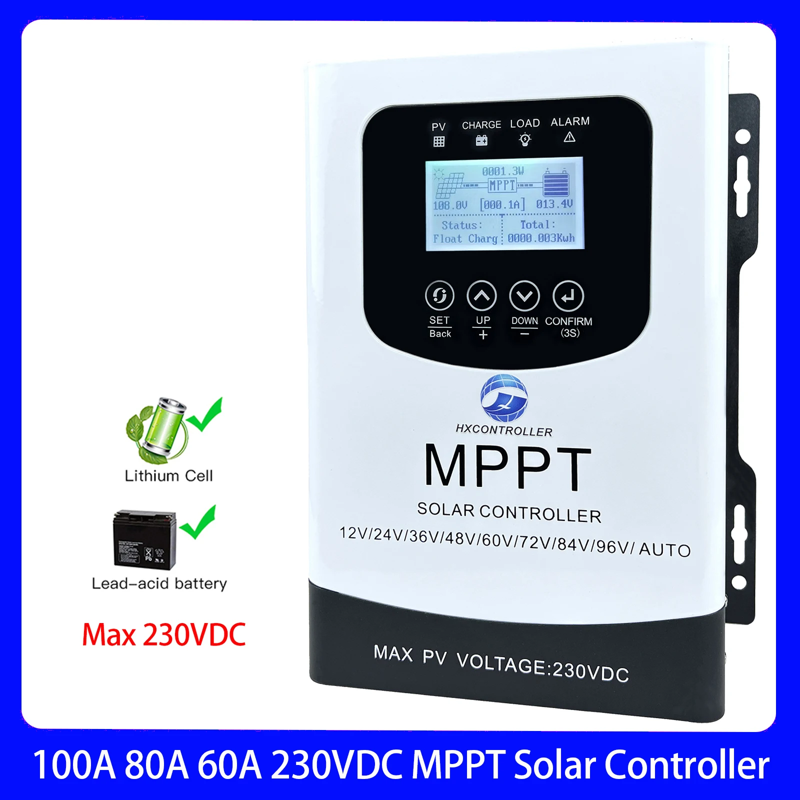 

Brazil Stock MPPT 100A Solar Panel Charge Controller 60A 80A 9600W Solar Battery System Regulator Max 230VDC Input Ship From EU