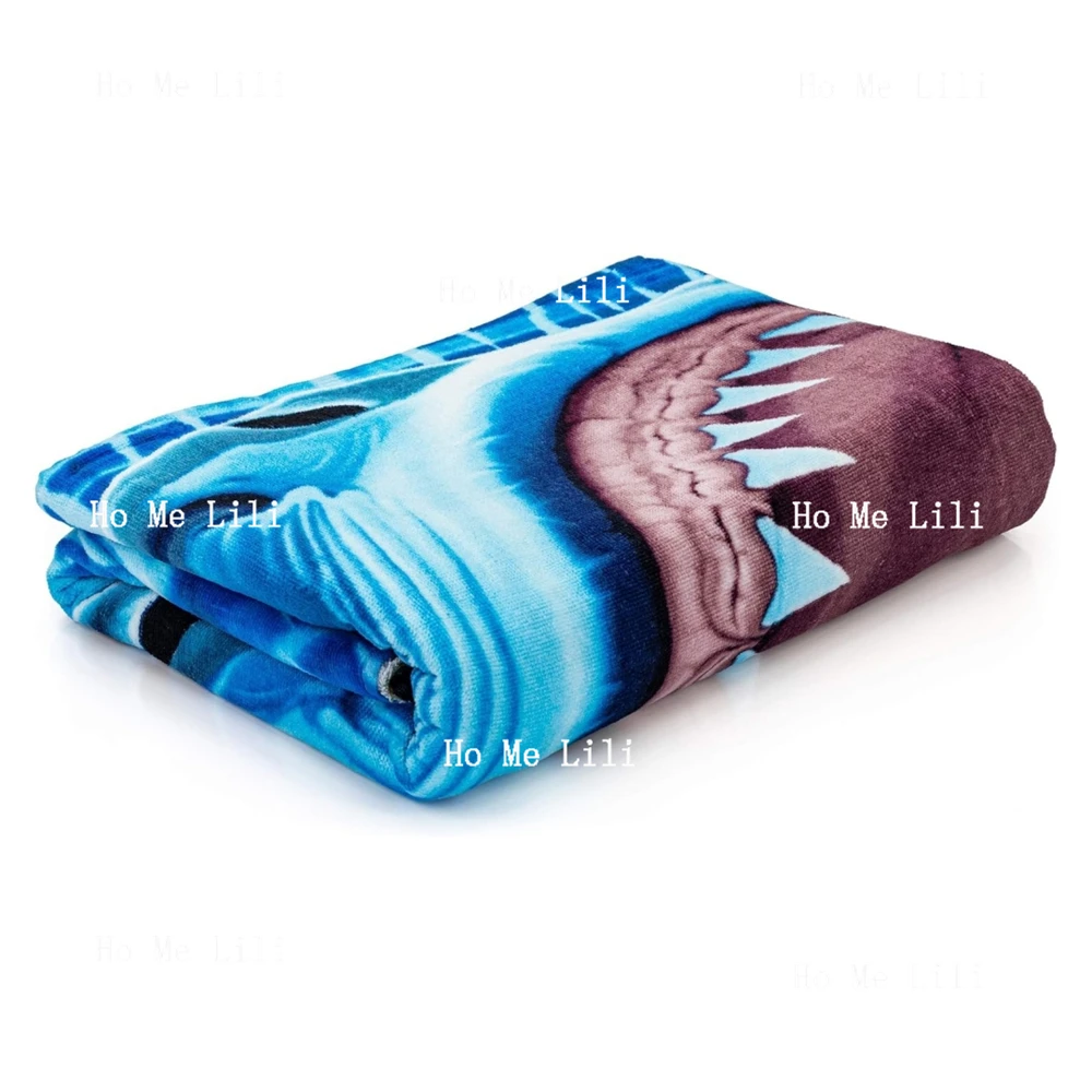 Great White Shark Beach Towel For Boys Shark Bath Towel Print Pool Towel Super Soft Shark Towel For Shark Lovers Beach Towels