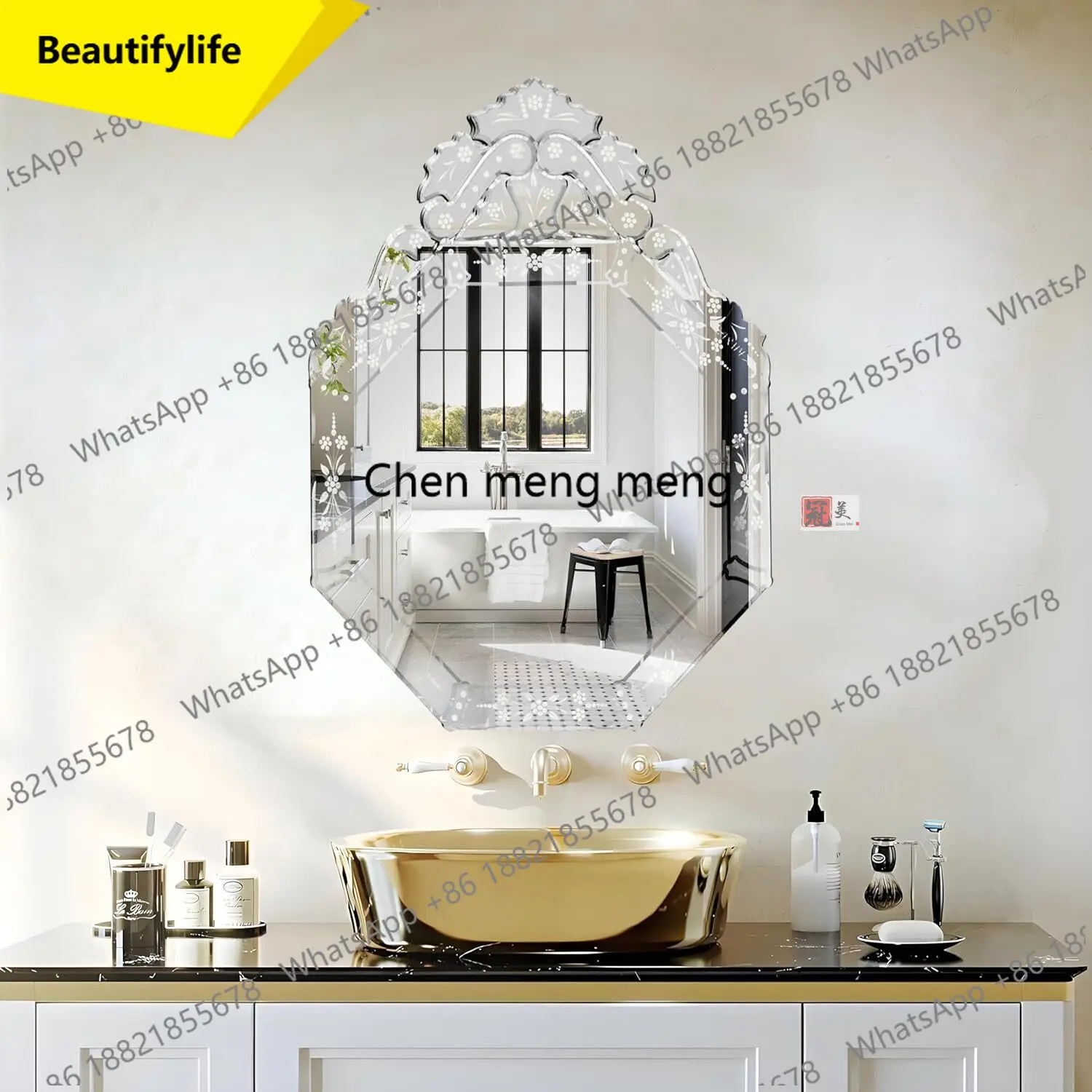 

Зеркало M07 в американском классическом стиле с резьбой, зеркало для ванной комнаты, декоративное зеркало для прихожей, настенное зеркало, возможно изготовление на заказ.