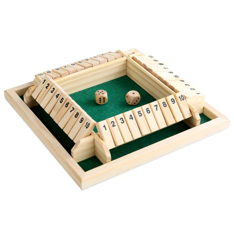Box Dice Game 2-4 Players Classic Board Game for Adults Wooden Tabletop Game with Dices and InstructionMath Strategy Game