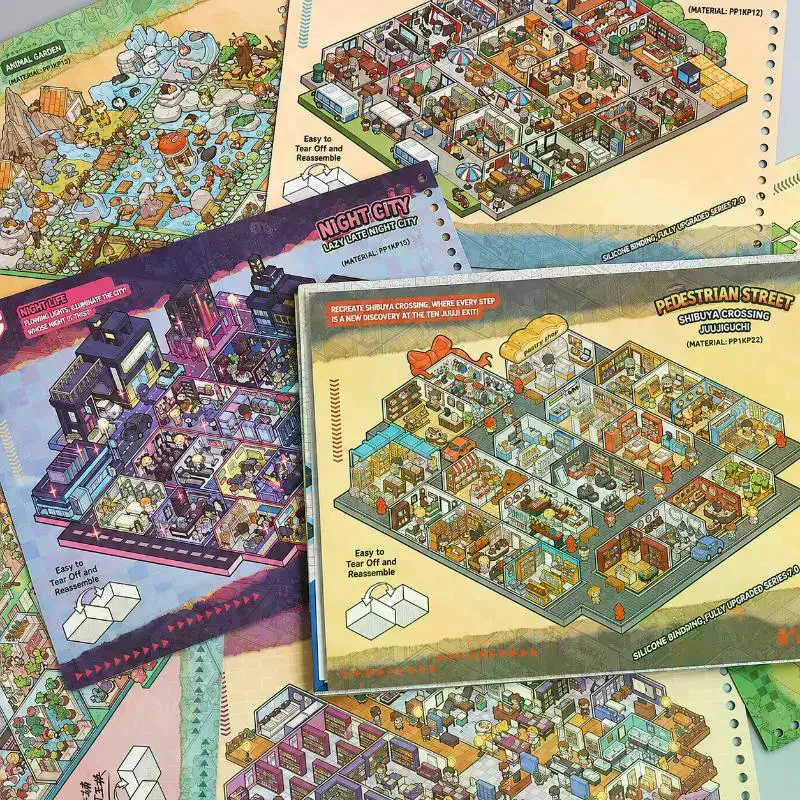 Scene Sticker Book With 120 Grid Room Scenes 7 Themes Perfect For Kids DIY Craft Creative Relaxing Activity Micro