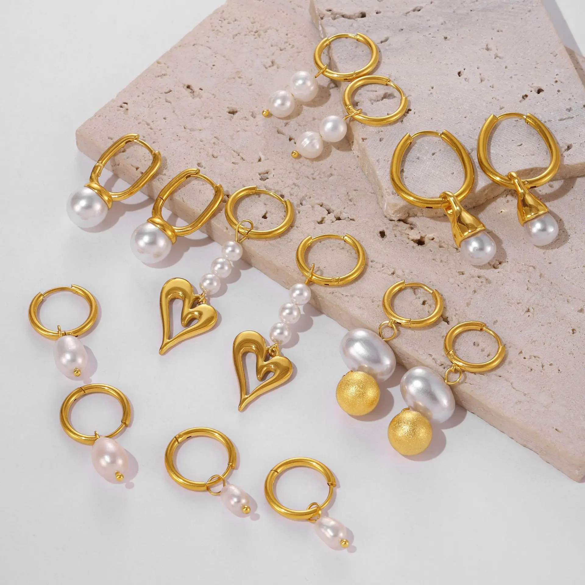 TOSOKO الفولاذ المقاوم للصدأ مجوهرات متعددة الاستخدامات شرابة تقليد أقراط اللؤلؤ المألوف مجموعات متعددة F308