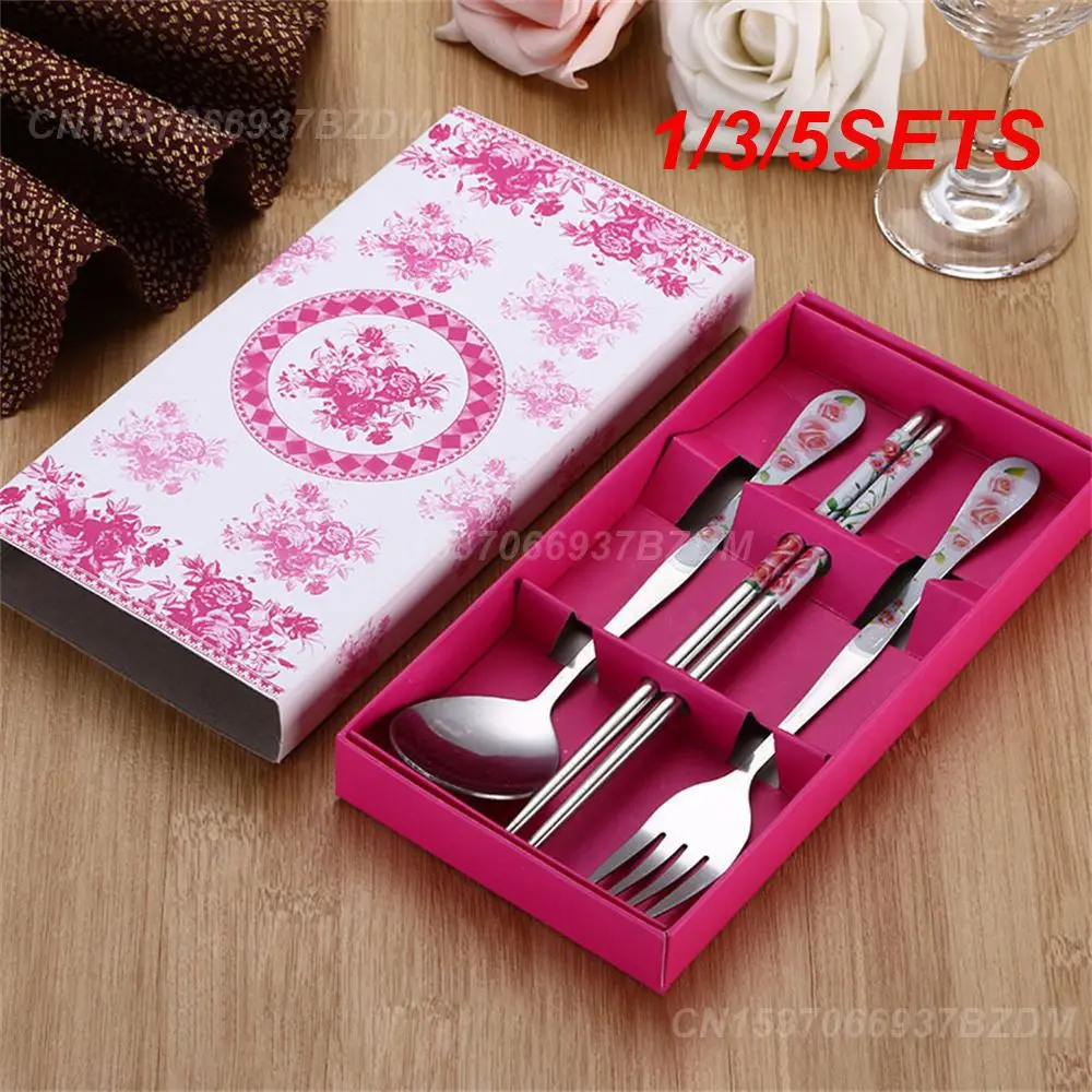 

1/3/5SETS Portable Cutlery Durable Small And Easy To Carry Stainless Steel Cutlery Set Stainless Steel Material