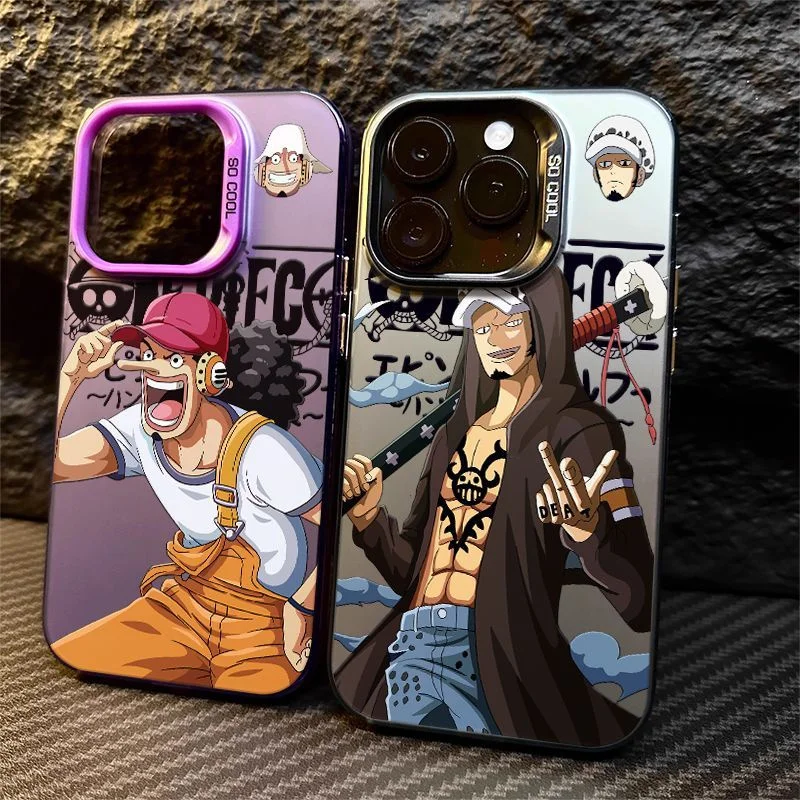 Capa de Telefone Anime One Piece Usopp Criança de Nariz Longo Trafalgar Katana para iPhone 11 12 13 14 15 16 17 Pro Max Plus à Prova de Choque
