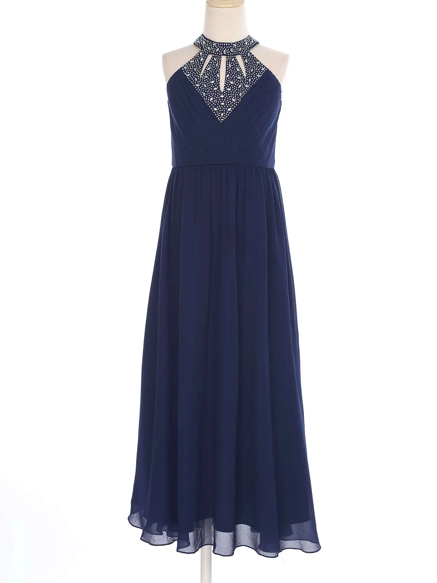 Bambini Adolescenti Sala da ballo Abito da ballo moderno Halter Chiffon Elegante abito da principessa per ragazze Abito da festa di laurea Abbigliamento da ballo lirico