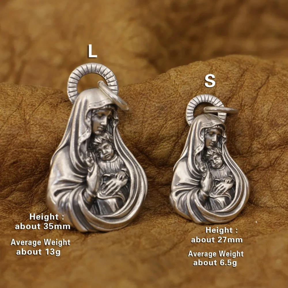 LINSION 925 Sterling Silver Virgin Mary Madonna Pendant Good Detail Charm Jewelry TA342