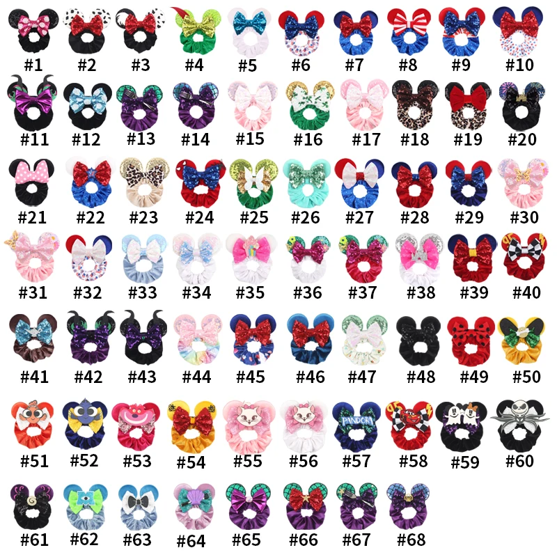 New Pirate Amusement Park Mouse Ears Hair Scrunchies Velvet Hairband For Girls Sequins Bows Headbands Women Trip DIY Accessories