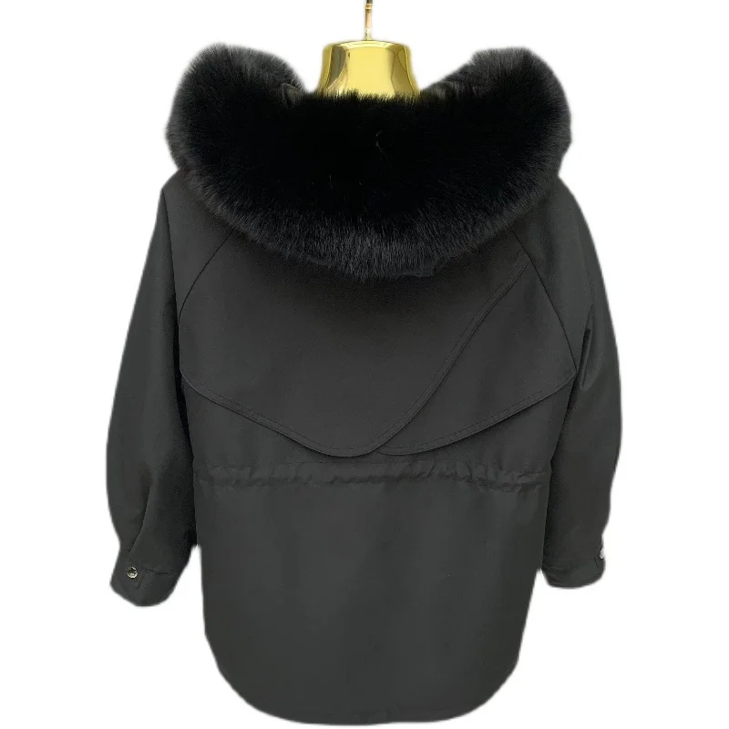 

Korea Fashion Lady Winter Parkas 2023 New Fox Fur Collar Hooded Jackets Mid-long Removable Rex Rabbit Liner Loose Warm Overcoat