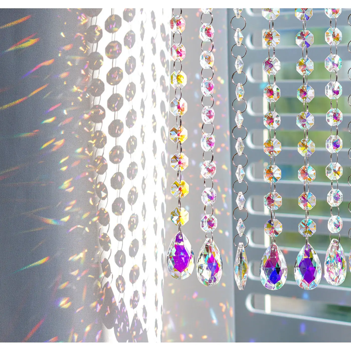 Water Drop Crystal Glass Pendant Transparent Prism Hanging Ornament Sun Catcher Home Garden Window Decor