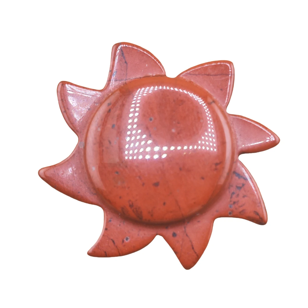 Red Jasper Sun Ornament for Home Decoration Handmade Craved Healing Chakra Crystal 28mm Solar Pendant Figurine Sculpture