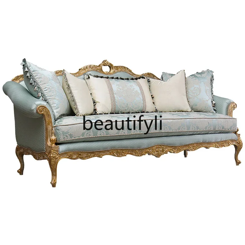 French court luxury fabric sofa solid wood sofa combination