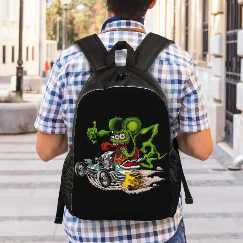 Customized Anime Cartoon Rat Fink Backpacks for Women Men School College Student Bookbag Fits 15 Inch Laptop Bags