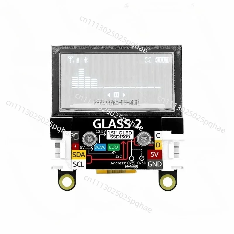 Unit Glass2 2nd Gen Transparent OLED Expansion Screen 1.51 Inch SSD1309 For Arduino DIY Maker Smart Wearable Development