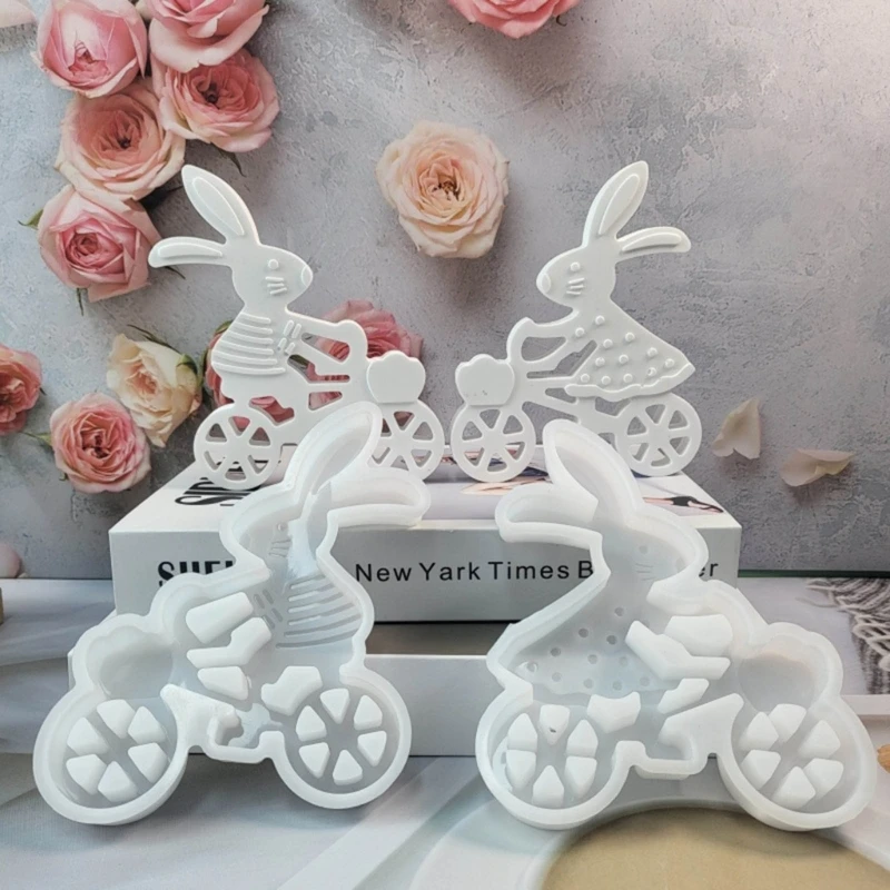 Cycling Rabbit Candlesticks Molds Holder Silicone Molds for Candle Making Dropship