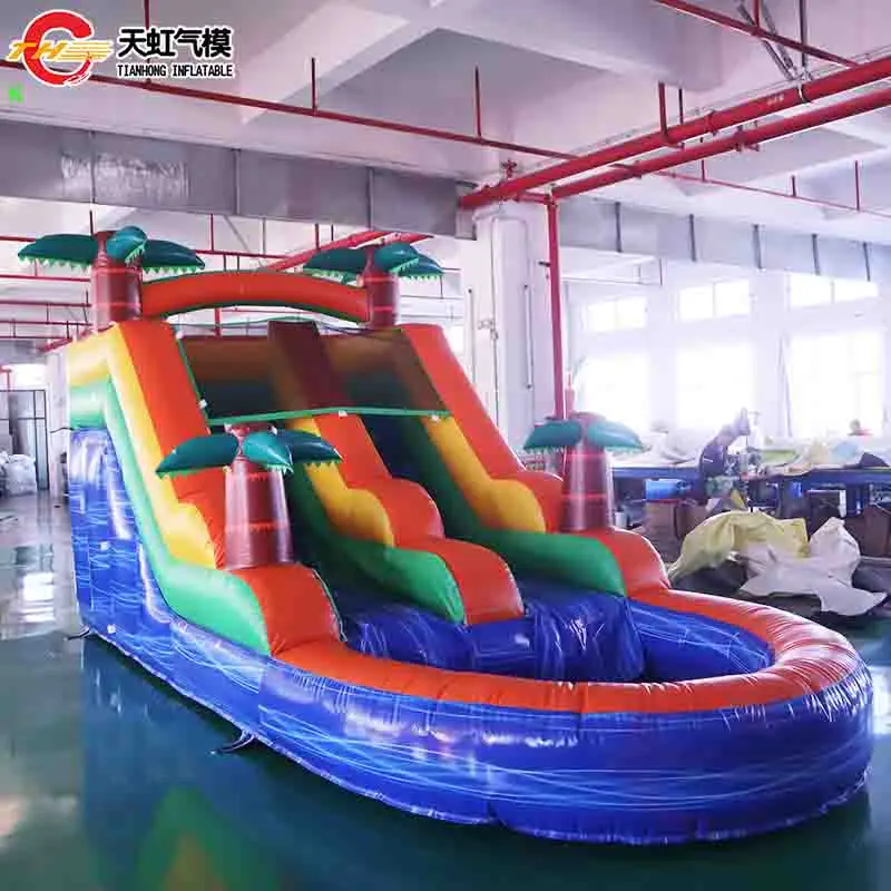 6x2,5x3m aufblasbare kommerzielle Palmen-Wasserrutsche mit Pool-Endstück für den Sommer-Garten